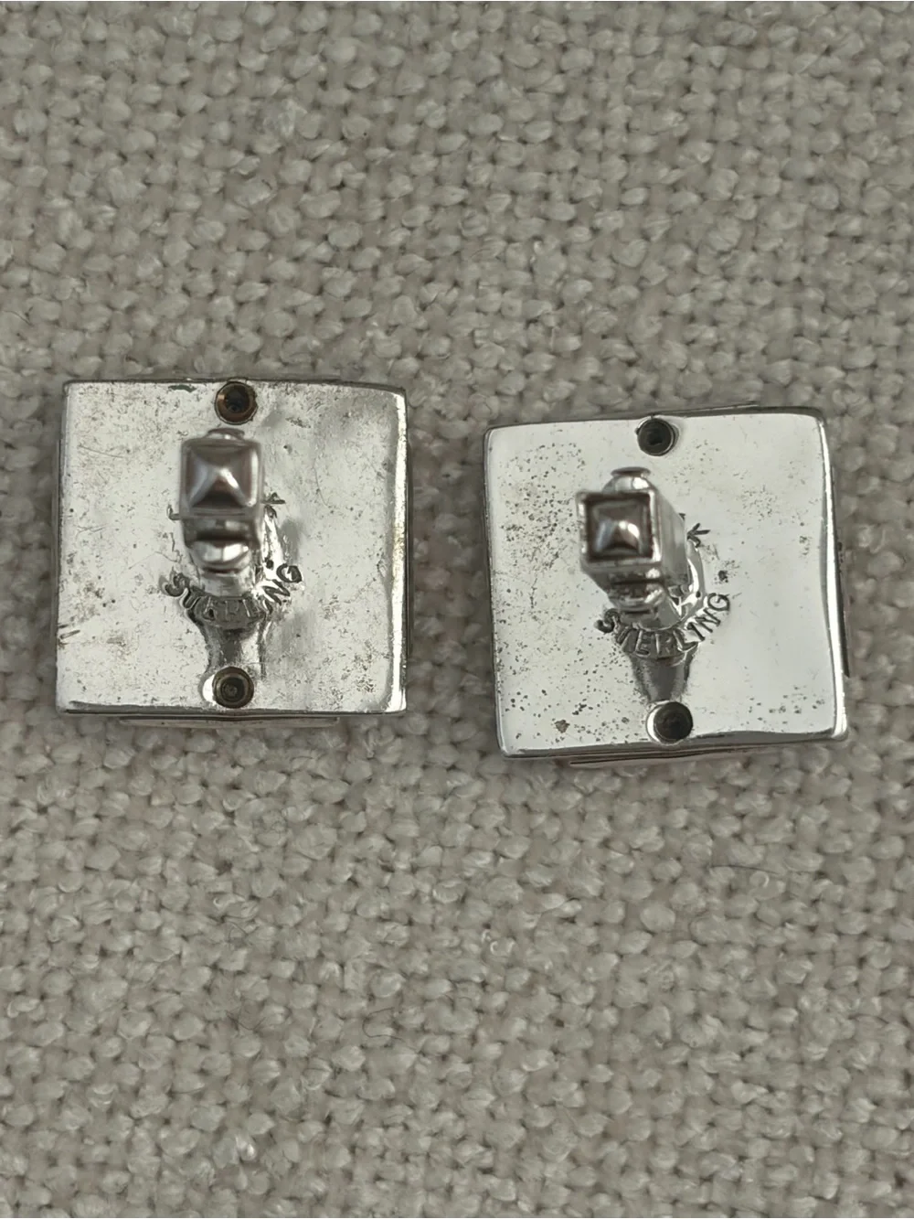 Sterling Silver Square Fleur Cufflinks - Silver